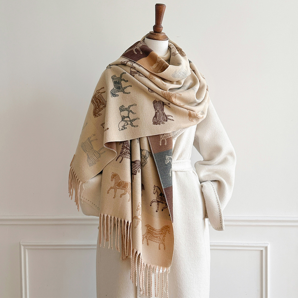 Woven Scarf Blanket - Winter Sjaal Dames Luxe Paardenprint Vrouwelijke