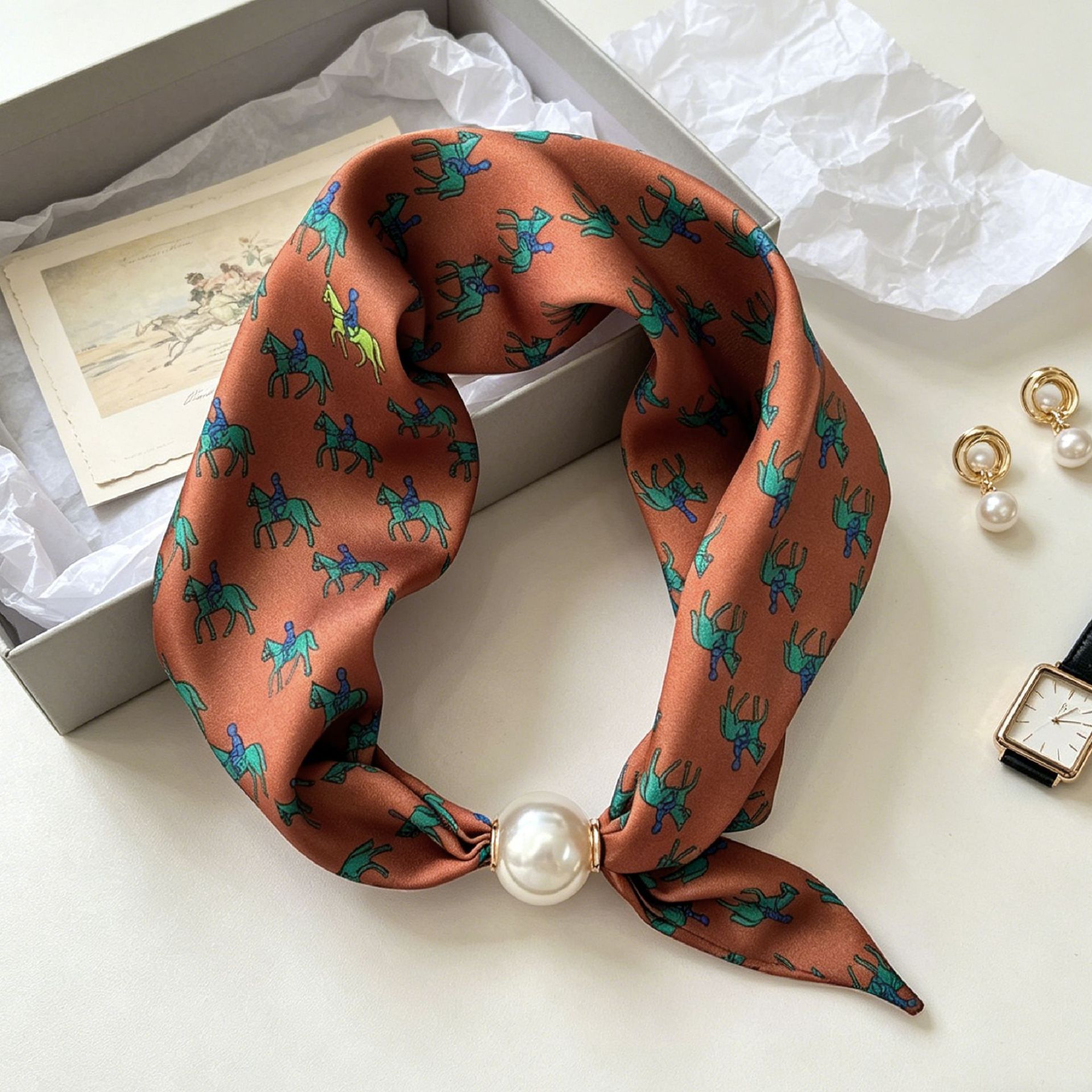 Face Scarf Mask - Luxe Knight Pearl magnetische sjaal dames