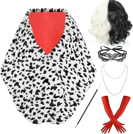 Face Scarf Mask - Disfraz Party Dames Cruella Deville-kostuumaccessoires Gevlekte