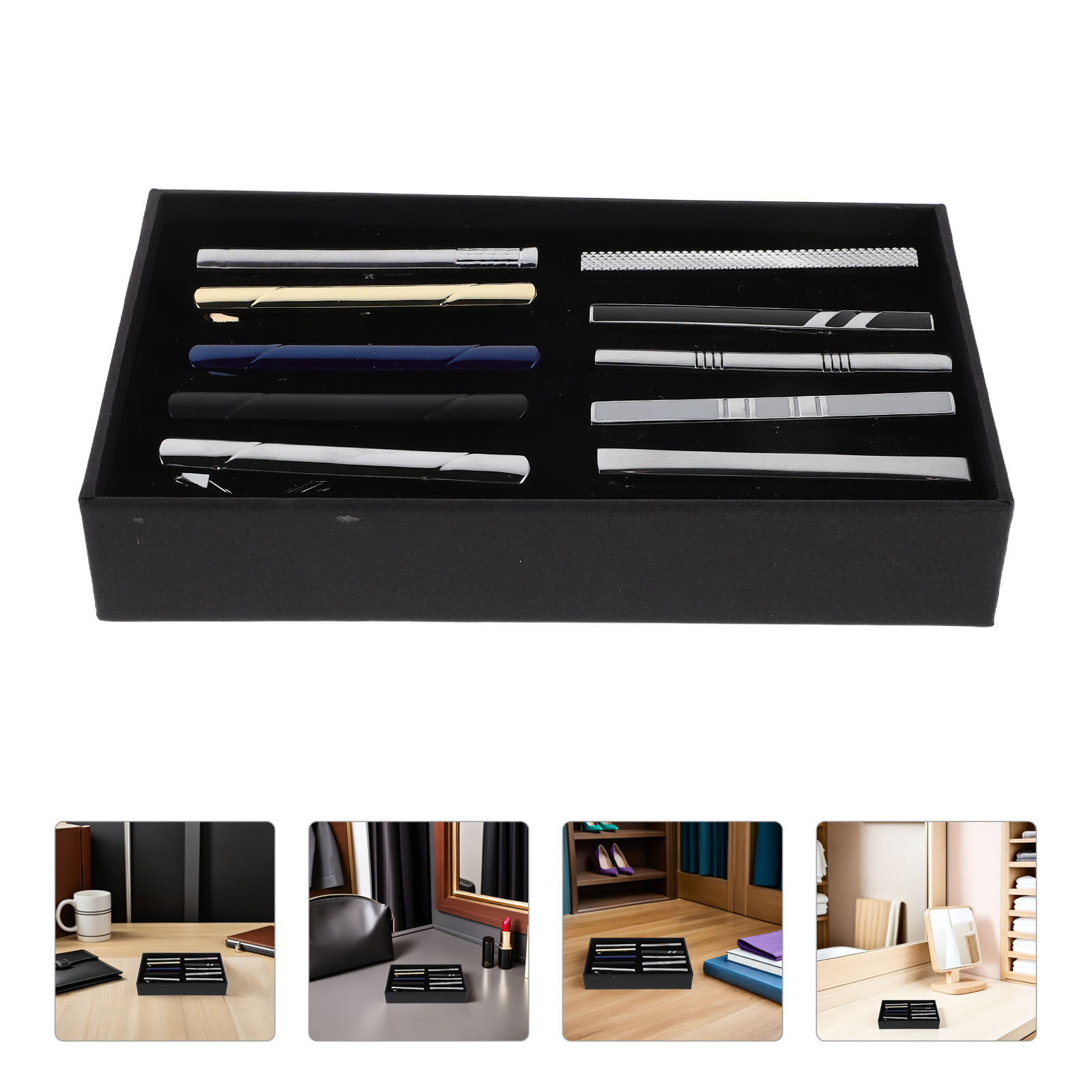 Tie Bar Set Gift - 10-delige set stropdasclips, elegante metalen stropdasstiften,