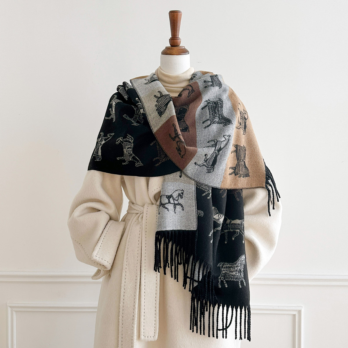 Winter Sjaal Dames Luxe Paarde - Woven Scarf Blanket recensie en prijs